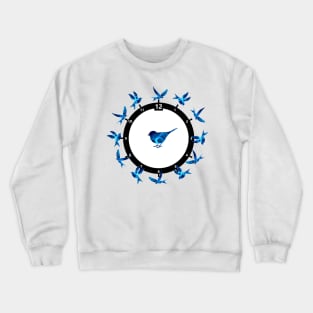 Time Flies Blue Birds around the clock Crewneck Sweatshirt